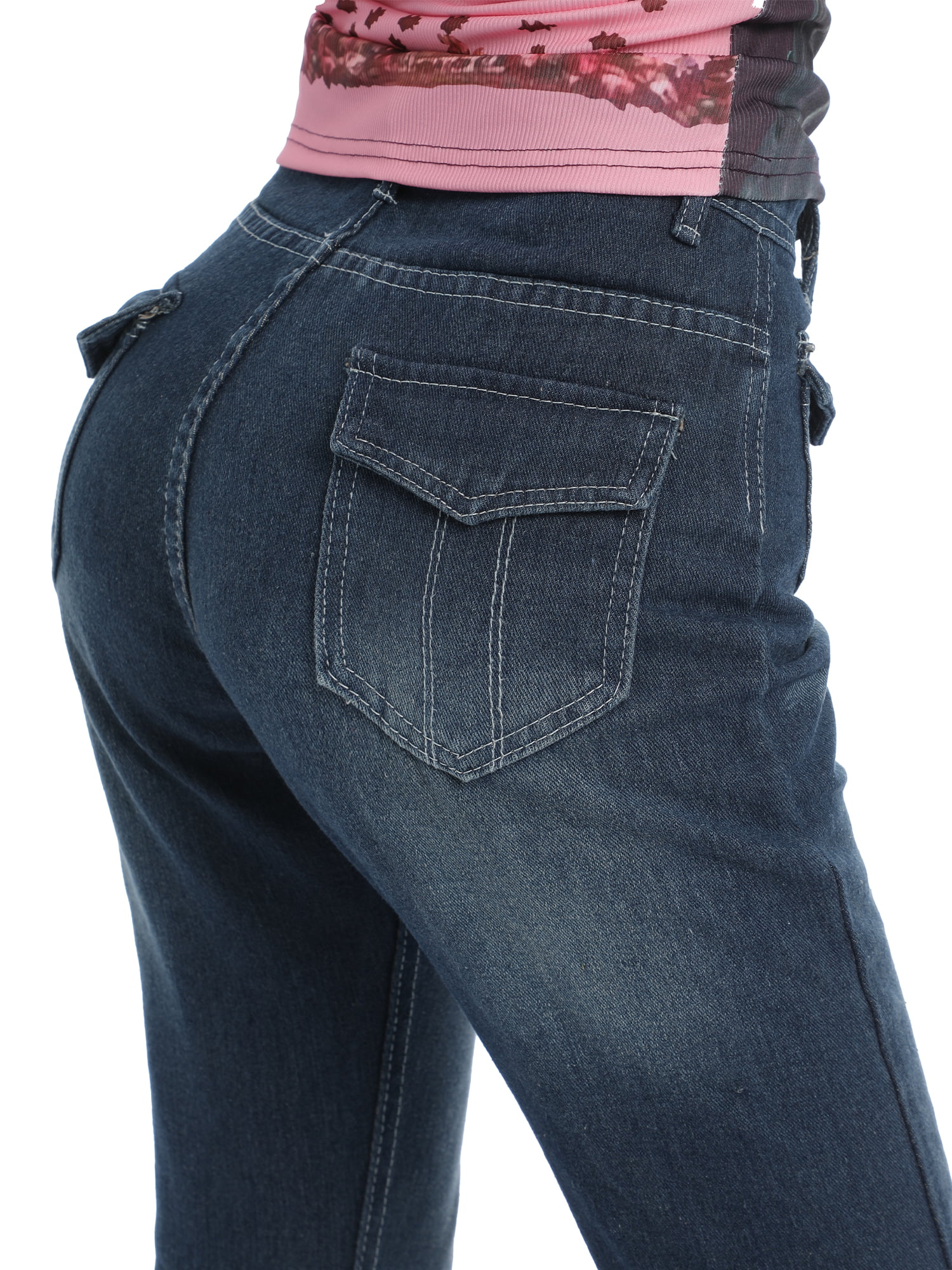 Y2K Flare Pants For Women Low Rise Cargo Pants Retro Harajuku