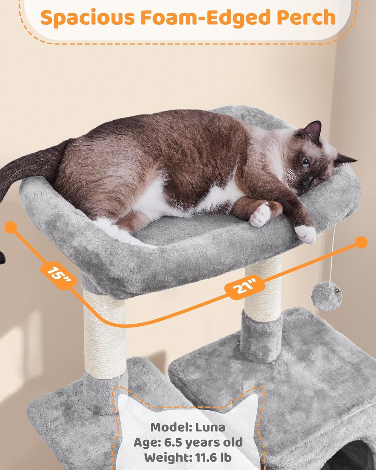 GMNIU Cat Tree Cat Tower, 63in Multi-Level Kitten Tree for Indoor Kitty, Pet Condo Furniture with Scratching Posts, Large Top Perch, Hammock, Tall Climbing Stand for Kitty Play
