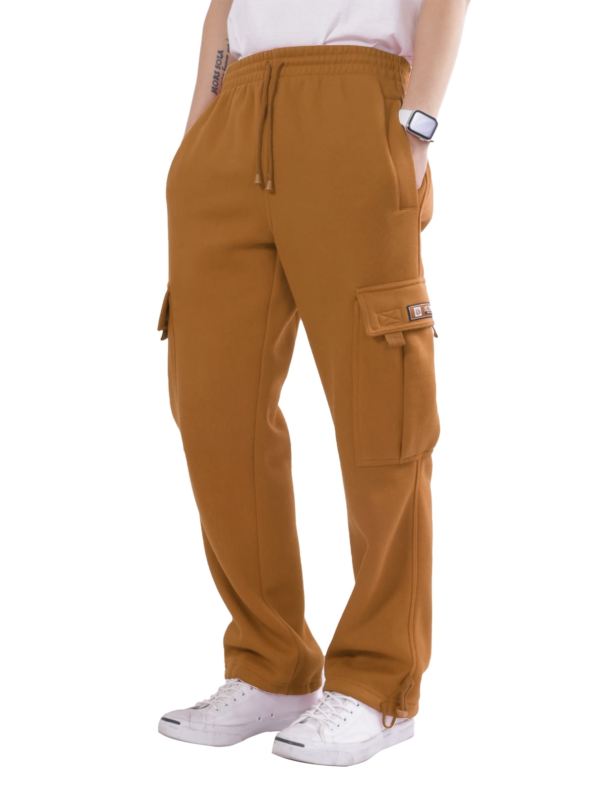 Allsense Men's Fleece Cargo Heavyweight Sweatpants Wheat S - Walmart.com