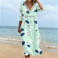 thumbnail image 4 of Women's Summer Printed Dress Baeitkot Women's Summer Casual Printed Dress with Sleeve V-neck Dress Green M, 4 of 6