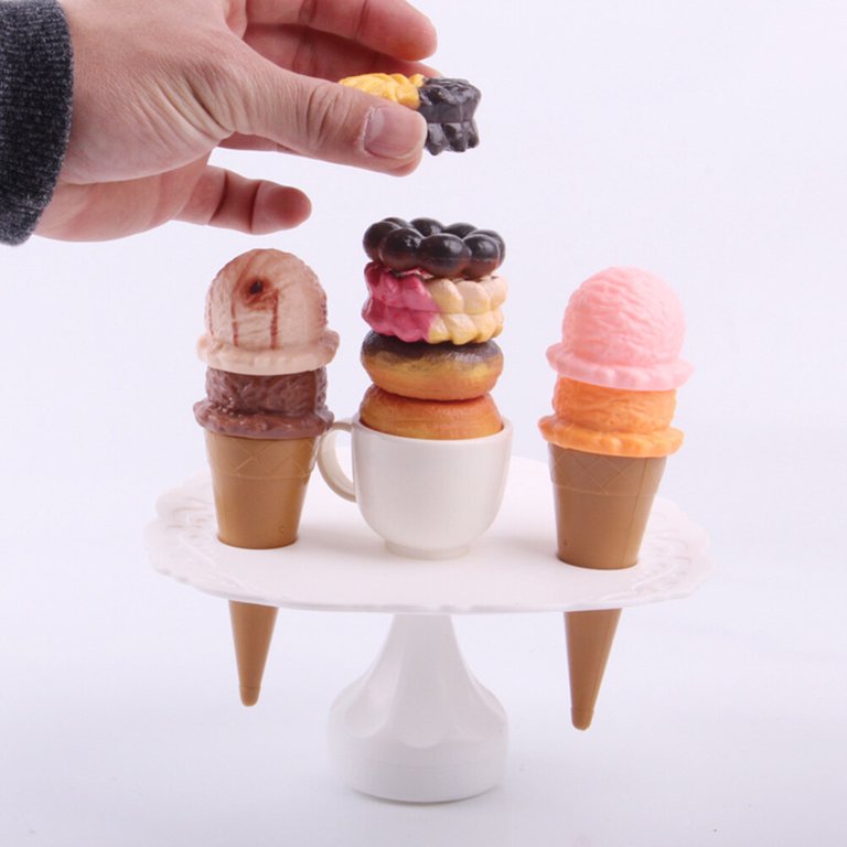 Ice Cream Toy Stacking Tower - Balancing and Stackable Scoop Ice Cream for  Toddlers, Kids Pretend Food Play Set Kitchen Dessert