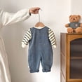 thumbnail image 4 of Spring Baby Clothing Outfit 0-2Y Striped Top + Denim Overall Boy Infant 2Pcs Suit Unisex Girl Toddler Sleeveless Romper Sets, 4 of 6