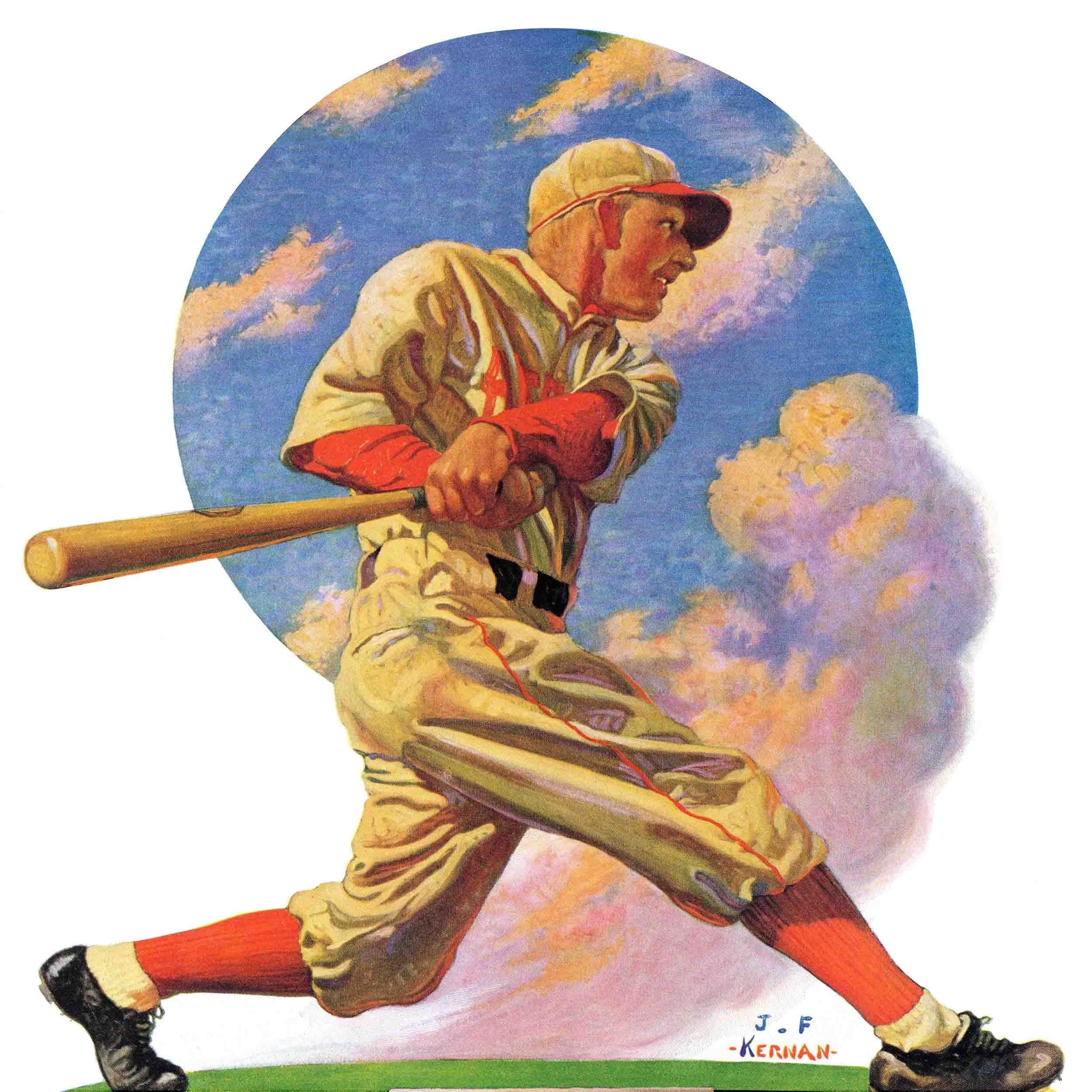 Marmont Hill Baseball Batter by J.F. Kernan Painting Print on Canvas