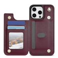 thumbnail image 4 of For iPhone 15 Pro Max Case with Wrist Strap Card Slots Rhombus Leather TPU Phone Cover - Rose Gold, 4 of 5