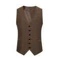 thumbnail image 2 of Awdenio Vest for Men Slim Fit Herringbone Tweed Suits Vest Premium Wool Blend Waistcoat, 2 of 9