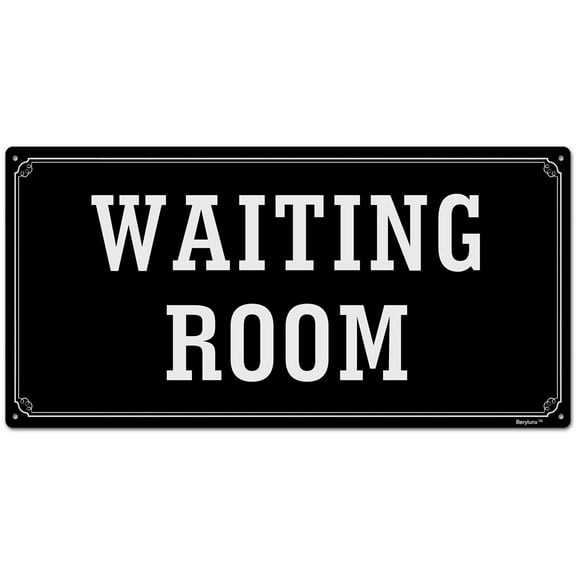 BTFSigns 6 x 12 inch Waiting Room in Rust-Free Aluminum, Metal Signs for Door, Black and White, Rounded Corners, Durable, Long Lasting