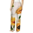 thumbnail image 3 of Disketp Sunflower Print Women'S Comfy Pajama Pants Casual Drawstring Palazzo Lounge Wide Leg Pants, 3 of 9