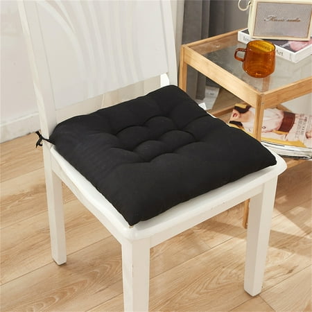 

LTTVQM Fiber Filled Premium Polyester 4 Pack Chair Pads - Chair Pads Non Slip Chair Pad with Ties –16” L X 16” W Black