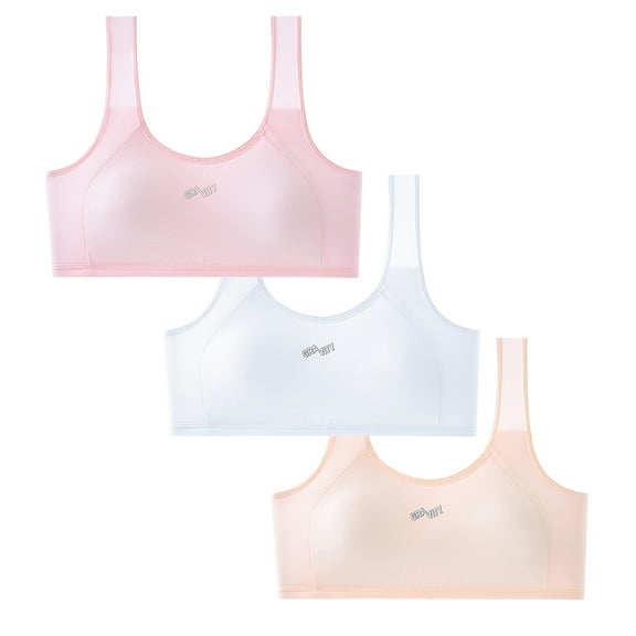 3 Pack Big Girls' Training Bra Seamless Adjustable Cami Bralettes Little Girls Bras Pre Teen Bras 10-16 Years