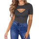 thumbnail image 1 of Camisetas de manga corta ajustadas para mujer, camisetas cortas con cortes para mujer, camisetas de manga corta con cortes para mujer, camisetas de manga corta para mujer, claridad notable, 1 of 5