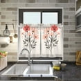 thumbnail image 4 of Yayeee Kitchen Curtains Tier Pair Light Filtering 27"x36" Rod Pocket Short Cafe Window Panel, Pink Flower, 4 of 7