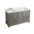 thumbnail image 3 of UrbanFurnishing.net - Rochelle 60-Inch (60") Bathroom Sink Vanity Set with White Italian Carrara Marble Top - Distressed Gray, 3 of 7