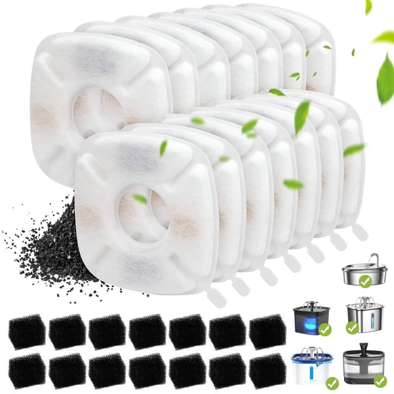 HIBIBUD 14Pcs Cat Water Fountain Filters,Pet Drinking Sponges Filters,Cat Water Fountain Filter Replacement,95Oz,67Oz,135Oz