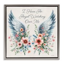 Stupell Industries Angel Watching Me Plants & Flowers Painting Gray Floater Framed Canvas Art Print Wall Art, 18 x 18
