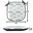 thumbnail image 5 of Dragonfly Chair Seating Cushion Set of 2, Group of Regularly Dragonfly Pattern Short Lives Composition of Bugs, Seat Pads for Office with Anti-slip Backing, 16"x16", Orange Blue, by Ambesonne, 5 of 7