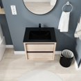 thumbnail image 3 of Tcbosik 24 Inch Floating Bathroom Vanity with Sink Combo, Single Sink Wall Mounted Bathroom Vanity, with 2 Drawers and Black Ceramic Basin Sink Top, Oak, 3 of 9