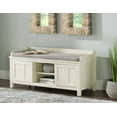 thumbnail image 5 of Linon Lakeville 45" Antique White Storage Bench with Sliding Doors, 5 of 17