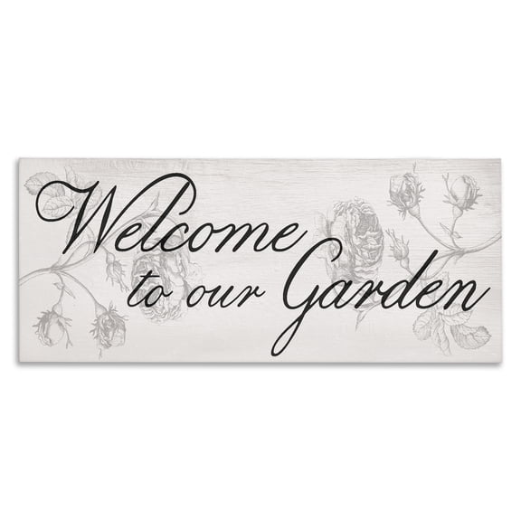 Stupell Industries Vintage Welcome To The Garden Quotes and Sayings Painting Wrapped Canvas Canvas Art Print Wall Art, 24 x 10