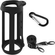 CULEUTIL Silicone Case Cover for JBL FLIP 5 Waterproof Portable Bluetooth Speaker, Travel Carry Pouch with Strap (Speaker Not Included) - Black