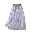 thumbnail image 1 of Birdeem Jupes pour Femmes Été Rétro Double Couche Coton et Lin Taille Élastique, 1 of 1