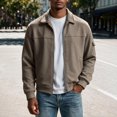 thumbnail image 4 of Jjayotai Men's Zip Up Jacket Collared Bomber Sleeve Pocket Utility Outerwear Casual Loose Fit Fall Winter Streetwear Ribbed Cuffs, 4 of 6