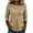 Khaki, variant on 3/4 Sleeve Linen Shirts for Women Dressy Casual Button Decor Collared Round Necek Pullover Tops Loose Lightweight Cozy Work Flowy Ruched Pleated Tunic Blouse