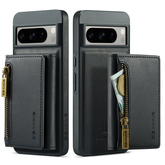 2 In 1 Detachable Magnetic Leather Wallet Phone Case For Google Pixel 9 Pro XL Zipper Card Slot Cover