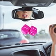 thumbnail image 3 of HUGFEGWE Car Interior Hanging Fuzzy Dice - Mirror Hanging Couple Fuzzy Plush Dice | Auto Rear Mirror Plush Pendant | Lorry Rear View Mirror | Colorful Heart Embroidered Fuzzy Plush Dice CJB91-4563, 3 of 7