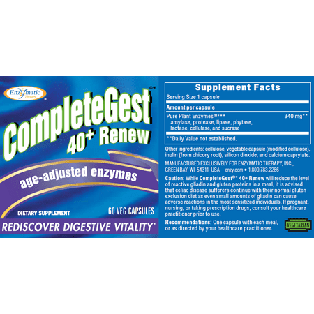 Enzymatic Therapy CompleteGest 40+ Renew Vegetarian Capsules, 60 Ct