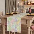 thumbnail image 2 of Easter Table Runner, Watercolor Rabbits Love Polka Dots Spring Beige Washable Cotton Linen Table Runners 36 Inches Long, Dresser Scarf Runner for Nightstand/End Tables/Round Tables 13''x36'', 2 of 9