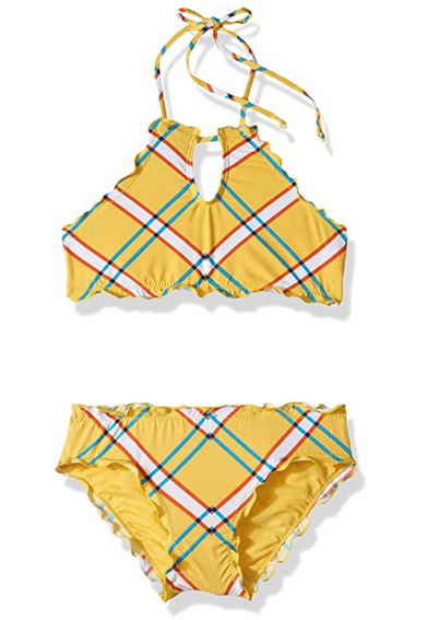 yellow high neck bikini top