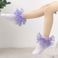 thumbnail image 2 of PEASKJP Socks Girls TuTu Ruffle Frilly Princess Lace Trim Turn Socks (Purple,4-6 Years), 2 of 4