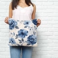 thumbnail image 3 of Throw Pillow Covers 24x24 Inch, Blue Floral Decorative Pillow Cases for Couch Sofa Bed, Watercolor Country Flower Pastoral Rose Cotton Linen Square Home Decor Pillowcases with Hidden Zipper, 3 of 7