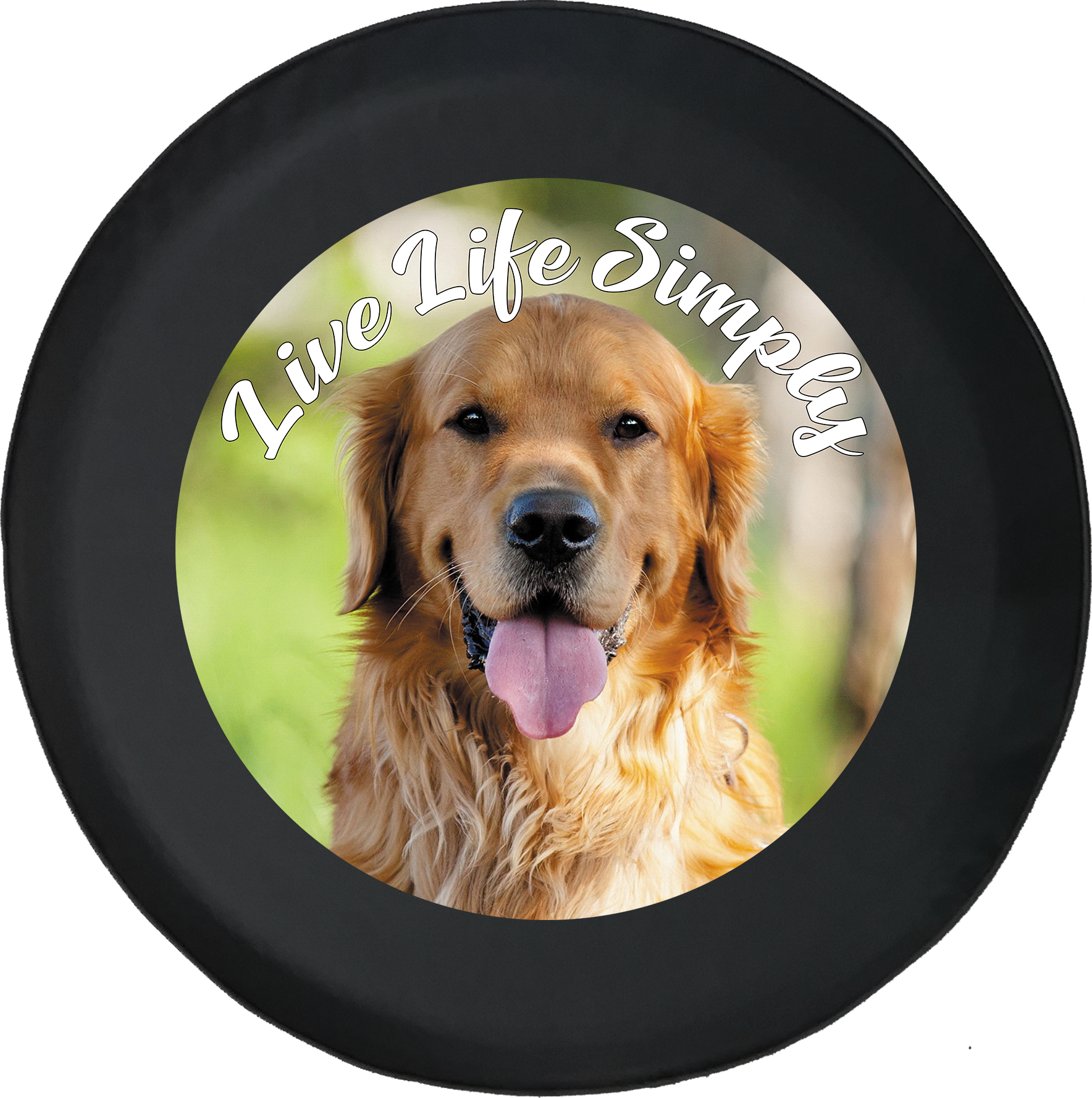 Live Life Simply Golden Retriever Spare Tire Cover fits Jeep RV  More 28  Inch