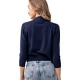 thumbnail image 3 of URBAN DAIZY Women's Classic 3/4 Sleeve Crop Bolero Cardigan Open Front Cropped Shrugs Knit Sweater A09_620 Navy 3XL, 3 of 7