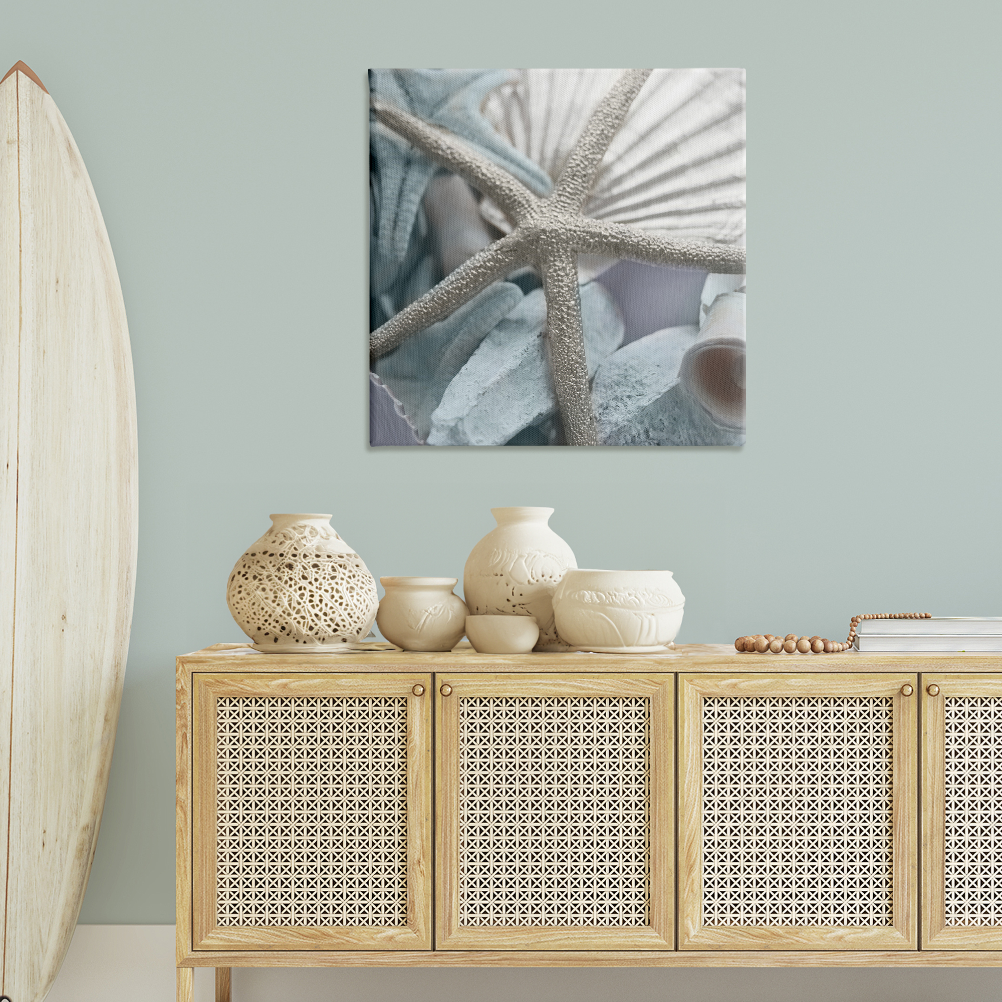 Stupell Industries Seashells & Starfish Nautical & Beach Photography Wrapped Canvas Art Print Wall Art, 36 x 36