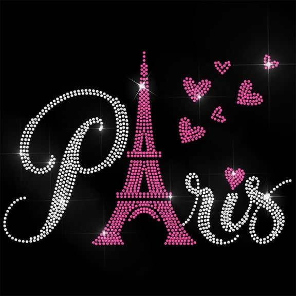 Rhinestone Iron on Transfer Paris Bling Diamond Hotfix Patches for Clothes 11.6"x8.2" Large Iron On Sequin Applique for Jeans Jacket Caps Bag T-Shirts Shoes DIY Decor DIY Making