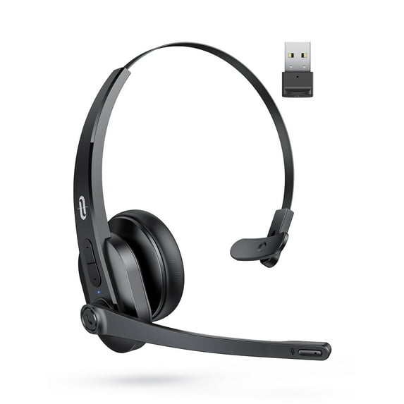 TaoTronics Trucker Bluetooth Headset with HD AI Noise Cancelling Microphone, 34 Hours Playtime, Wireless Headset for Cell Phone, Skype, Truck Driver, Call Center