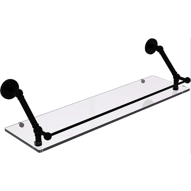 30 Inch Floating Gallery Rail Glass Shelf, Matte Black