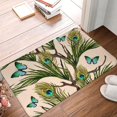 thumbnail image 1 of Front Door Mat Butterfly Peacock Feathers Bedroom Entryway Rug Non-Slip Washable Indoor Carpet Doormat Decorative Low Profile Area Rug for Home Living Room Bedroom Laundry Floor Decor, 24 x 16 Inch, 1 of 7