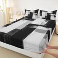 thumbnail image 5 of Castle Fairy Geometric Block King Sheets 4pcs,Abstract Vertical Streak Bedding,Black White Gray,1 Flat Sheet, 1 Fitted Sheet and 2 Pillowcases, 5 of 7