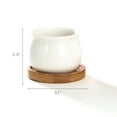 thumbnail image 5 of K-Cliffs White Jar Shape Design Ceramic Pots with Bamboo Tray, Set of Pot - 2.75L x 2.75W x 2H inches; Bamboo Saucer - 3.2L x 3.2W x 0.5H inches, 5 of 10