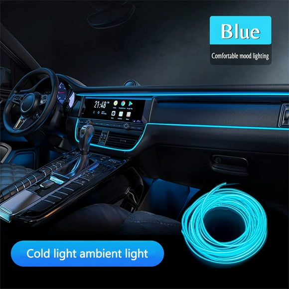 EGNMCR Car Cold Lamp Interior Guide Led Lamp EL Luminous Line 2 Meters +3V Battery Box Drive Universal Car Decorative Lamp interior ambient light
