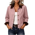 thumbnail image 2 of Xdegoge Barn Jackets for Women Corduroy Lapel Collar Fall Utility Cropped Jacket Button Down Casual Lightweight Fall Work Outerwear with Pockets, 2 of 9