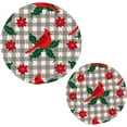 thumbnail image 7 of SKYSONIC 2 pcs Buffalo Plaids Cardinal Bird Pot Holders Trivets, Heat Resistant Trivets,Holly Poinsettia Flower Cotton Thread Weave Mats for Hot Pads Pans Pot Bowl Teapot, 7 of 7
