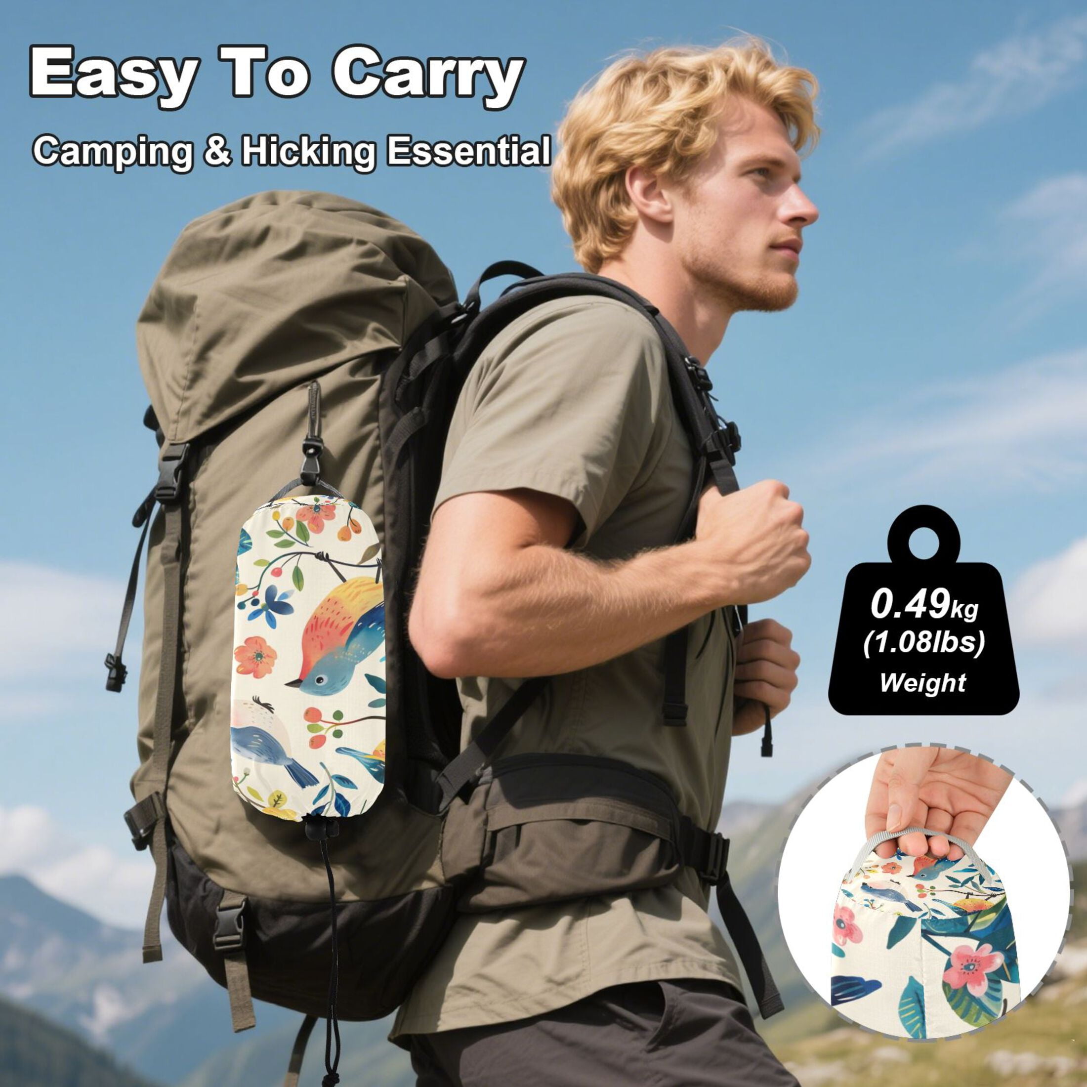 Hammock Camping Hammock Nylon Portable Hammock Travel Camping Hammock Flowers and Birds