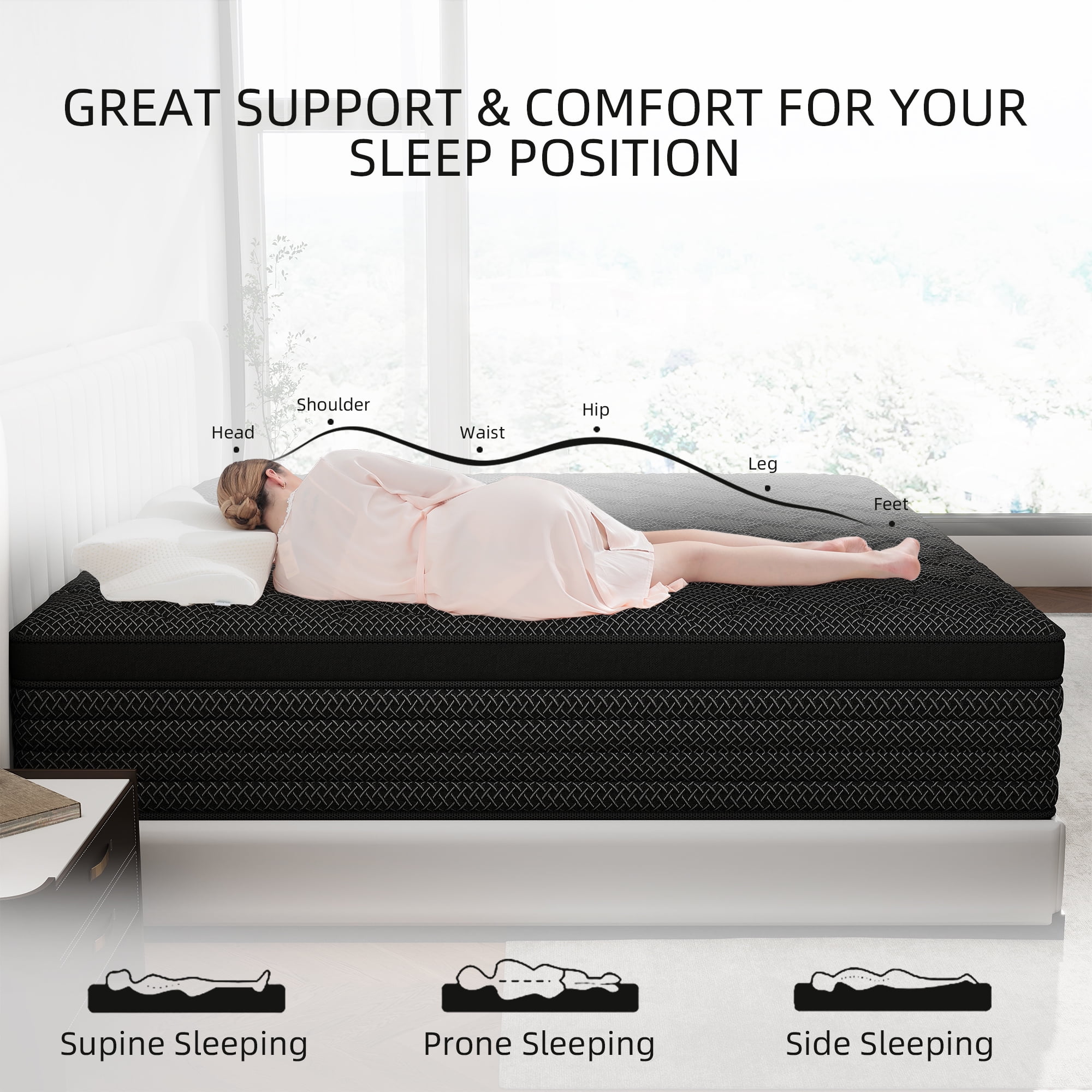 Full Mattress,Yilicy 14 inch Hybrid Mattress in a Box with Memory Foam and Pocket Spring, Breathable Construction, Medium