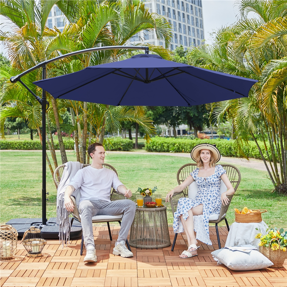 Renwick 10ft Offset Cantilever Patio Hanging Umbrella, Blue