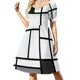 thumbnail image 2 of Mondrian (blanco y negro) Minimalista De Stijl Arte moderno - Recuerdo de regalo de museo (diseño abstracto) Vestido sin mangas, 2 of 7