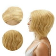 thumbnail image 6 of Unique Bargains 1 Pc Straight Short Hair Hair Wig Real Human Hair 6in 13x4in 150 Human Wig Yellow for Women, 6 of 6